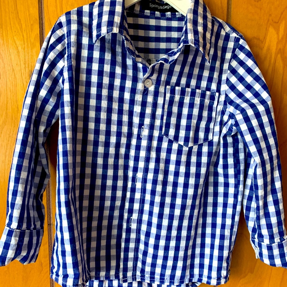 Boys 3t blue gingham dress shirt